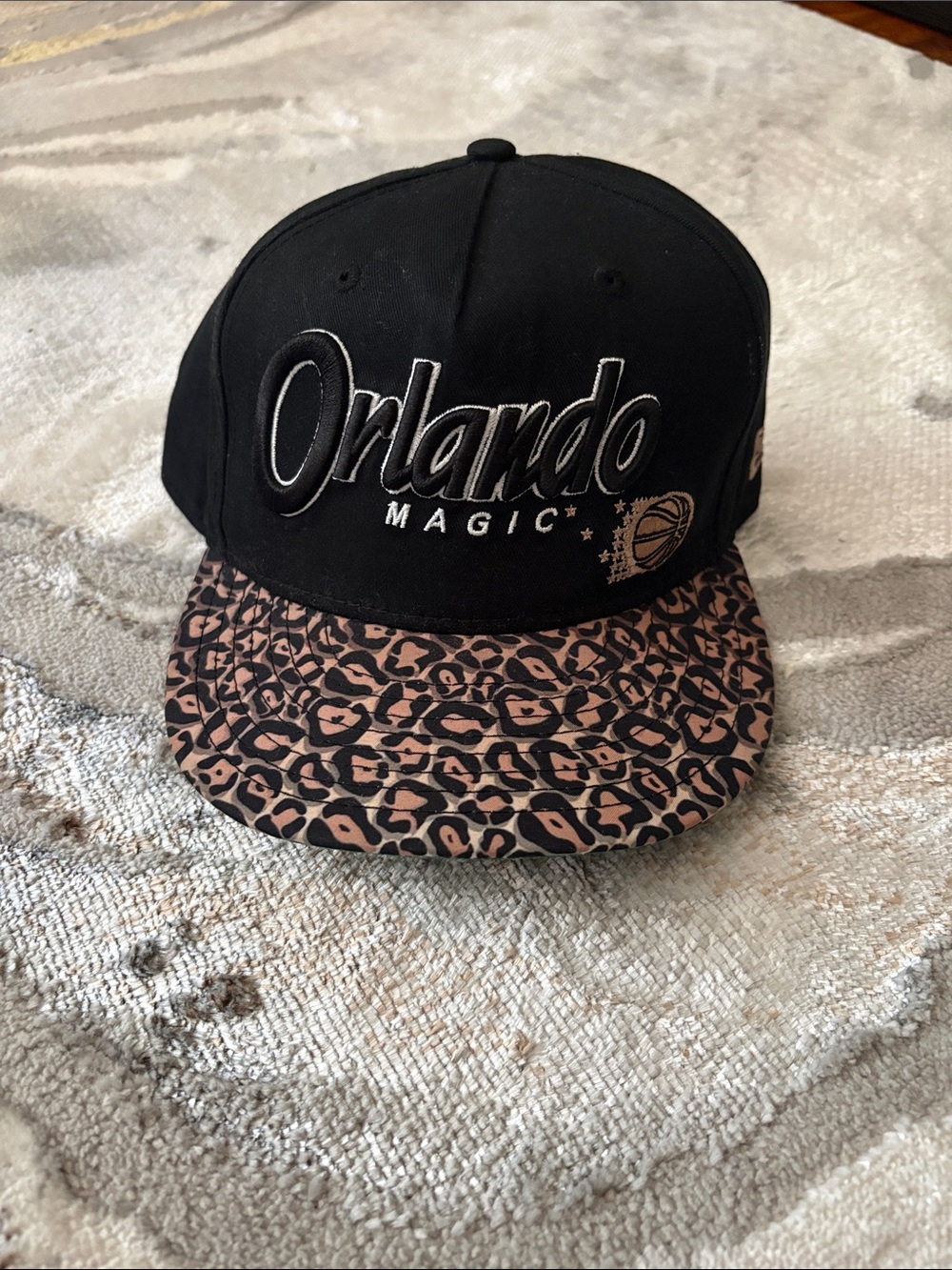 New Era Orlando Magic Black Hat with Leopard Print Brim